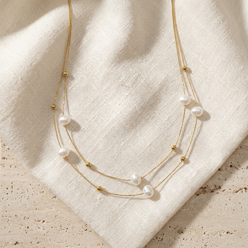 Collar Doble de Perlas Estación