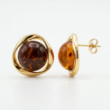 Aretes Ámbar con Marco Dorado