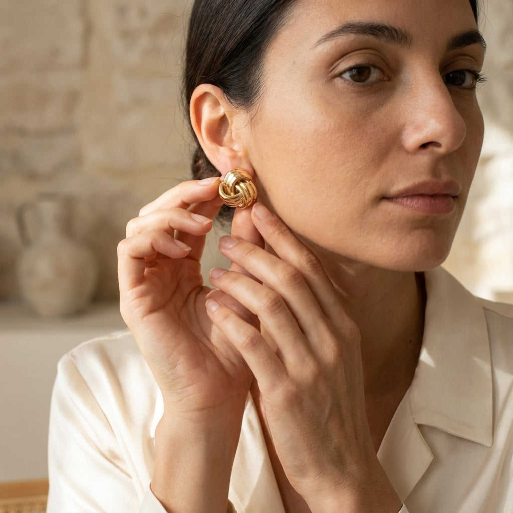 Aretes de Nudo Dorado