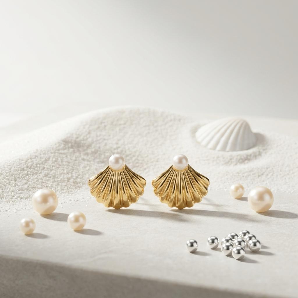 Aretes Concha Perla