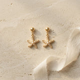 Aretes Colgantes Estrella de Mar con Perlas