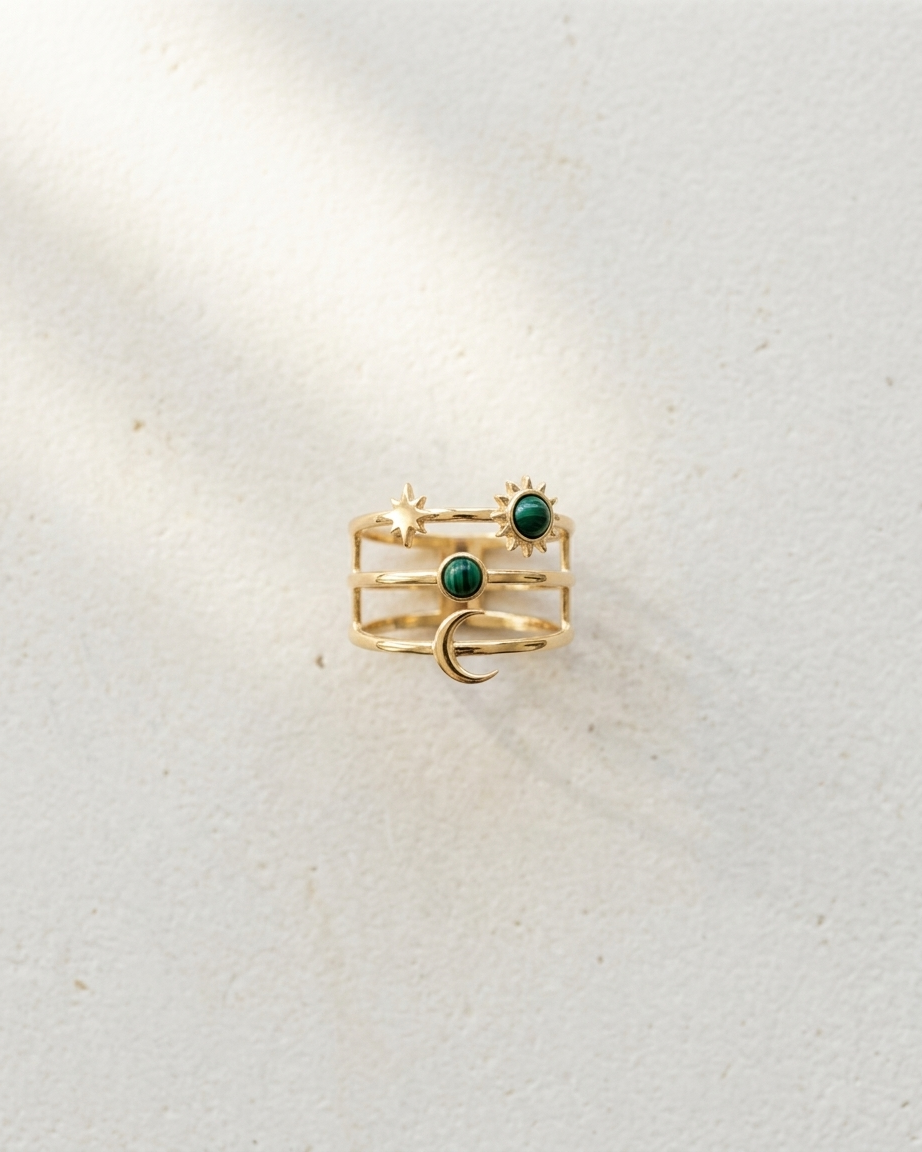 Anillo Celestial con Malaquita
