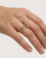 Anillo Espiral Bicolor con Esferas