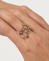 Anillo Espiral Bicolor con Esferas