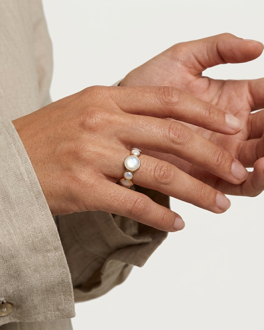 Anillo Piedra Luna Eternity