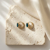Argollas Martilladas con Piedra Azul