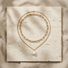 Collar Doble Paperclip con Perla Barroca