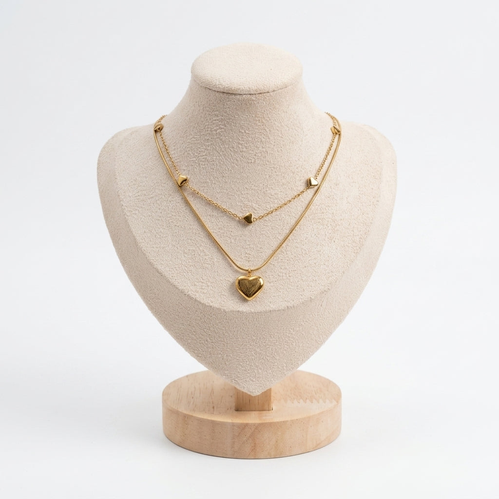 Collar Doble de Corazones