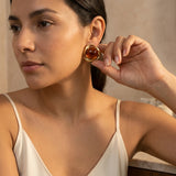 Aretes Ámbar con Marco Dorado