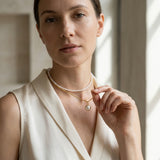 Set Collar Doble de Perlas y Aretes de Nácar