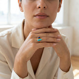 Anillo Abierto Lapislázuli y Turquesa