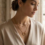 Set Collar Doble de Perlas y Aretes de Nácar