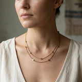 Collar Doble con Cubos Dorados