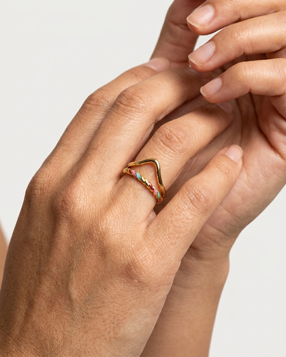 Anillo Cruzado Trenza Multicolor